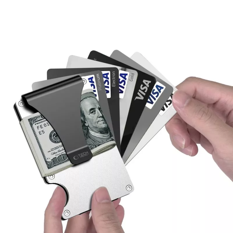 TECH-PROTECT THORN portacarte RFID argento acciaio