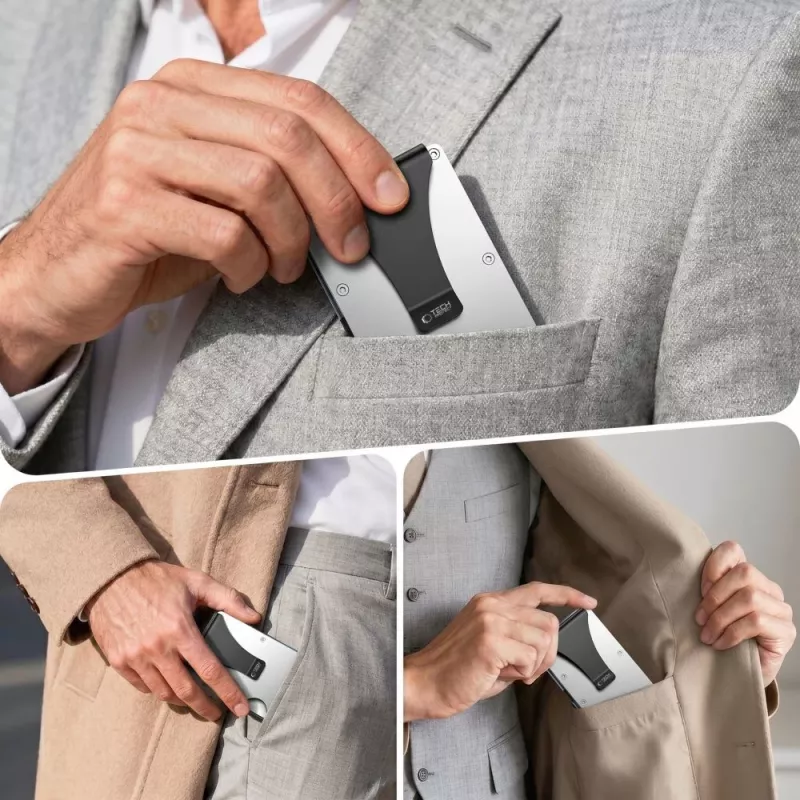 TECH-PROTECT THORN portacarte RFID argento acciaio