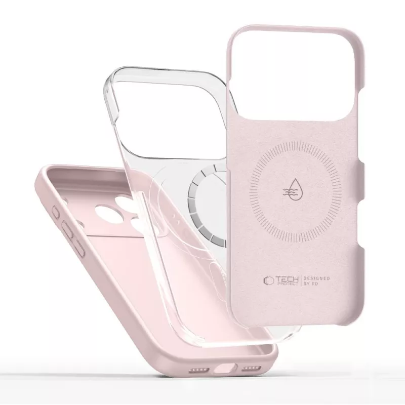 Tech-Protect Silicone custodia MagSafe per Apple iPhone 17 Pro Max, rosa perla
