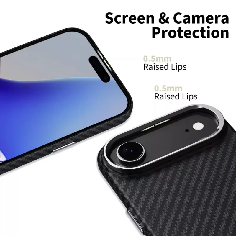 Tech-Protect Ion Carbon custodia MagSafe per iPhone 17 Air, nero/argento
