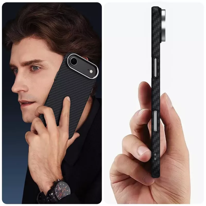 Tech-Protect Ion Carbon custodia MagSafe per iPhone 17 Air, nero/argento