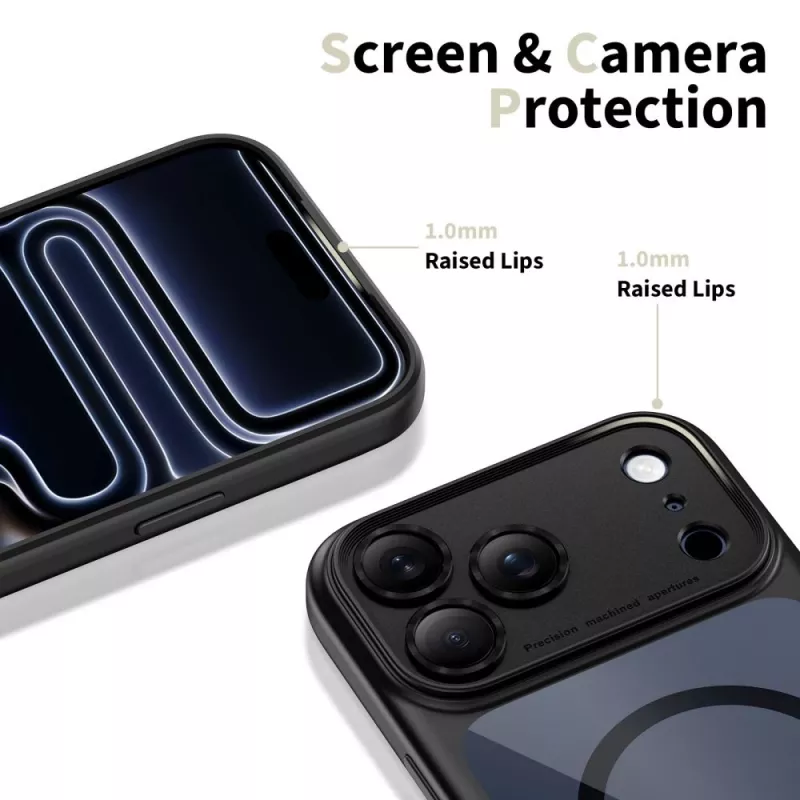 TECH-PROTECT MagPeak MagSafe Cover posteriore ibrida per Apple iPhone 17 Pro Max, nero/trasparente