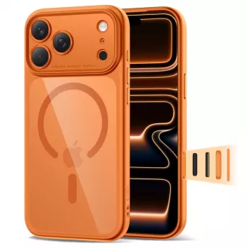 TECH-PROTECT MagPeak MagSafe Case per iPhone 17 Pro Max, Cosmic Orange/trasparente