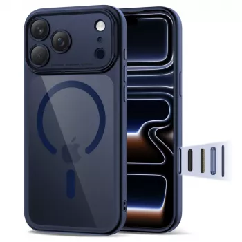 TECH-PROTECT MAGPEAK MagSafe Hybrid Case per Apple iPhone 17 Pro, Deep Blue/trasparente