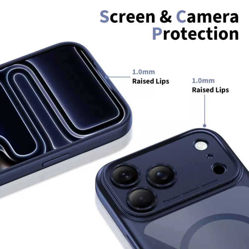 TECH-PROTECT MAGPEAK MagSafe Hybrid Case per Apple iPhone 17 Pro, Deep Blue/trasparente