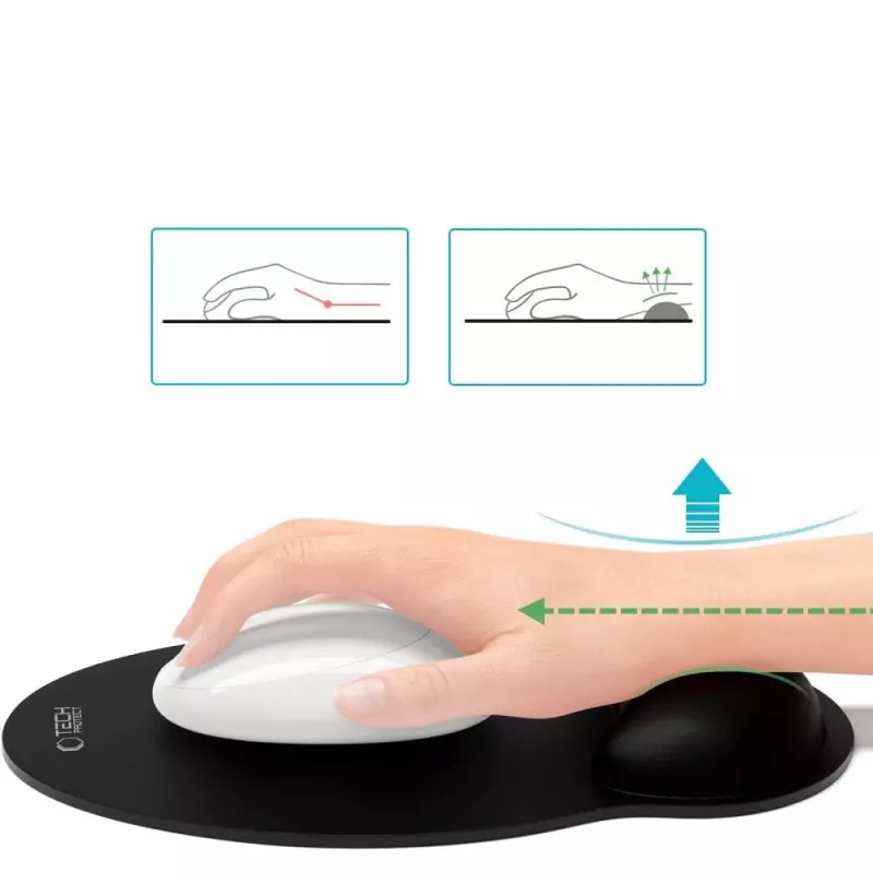 TECH-PROTECT A200 Tappetino mouse con poggiapolsi in gel 25 x 22,5 cm nero