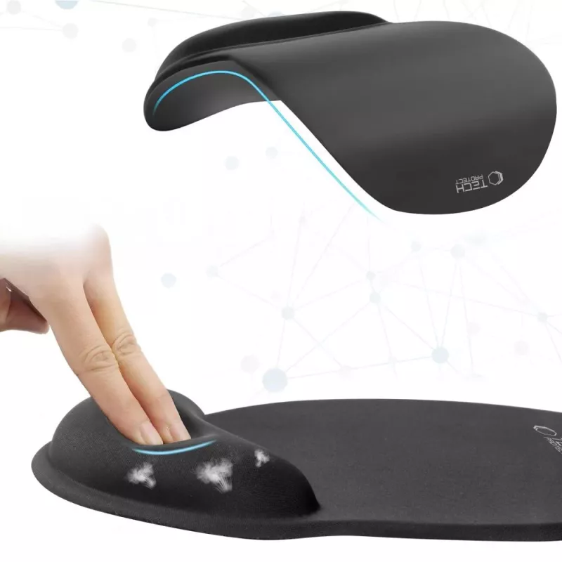 TECH-PROTECT A200 Tappetino mouse con poggiapolsi in gel 25 x 22,5 cm nero