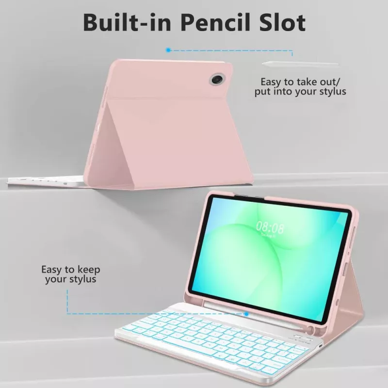 TECH-PROTECT SC Pen + Keyboard per Samsung Galaxy Tab A9 / A11 8.7 X110 / X115 / X133 / X135, rosa