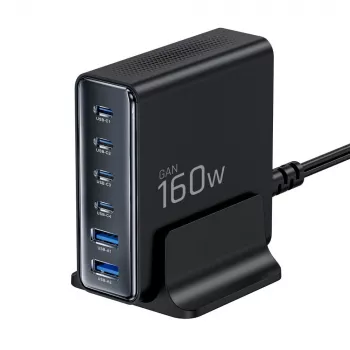 TECH-PROTECT DC160W-GAN Caricabatterie desktop 6 porte PD 160W / QC3.0 nero