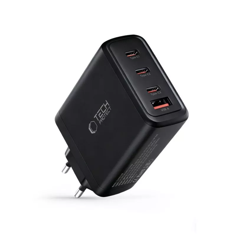TECH-PROTECT NC140W-GAN caricabatterie da rete 4 porte PD 140W / QC3.0 nero