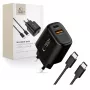 TECH-PROTECT NCA45W-GAN caricabatterie da rete 2 porte PD 45W / QC3.0 + cavo USB-C nero