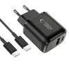 TECH-PROTECT NCA45W-GAN caricabatterie da rete 2 porte PD 45W / QC3.0 + cavo USB-C nero
