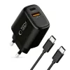 TECH-PROTECT NCA45W-GAN caricabatterie da rete 2 porte PD 45W / QC3.0 + cavo USB-C nero