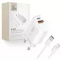TECH-PROTECT NCA45W-GAN caricabatterie da rete 2 porte PD 45W / QC3.0 + cavo Lightning bianco