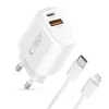 TECH-PROTECT NCA45W-GAN caricabatterie da rete 2 porte PD 45W / QC3.0 + cavo Lightning bianco