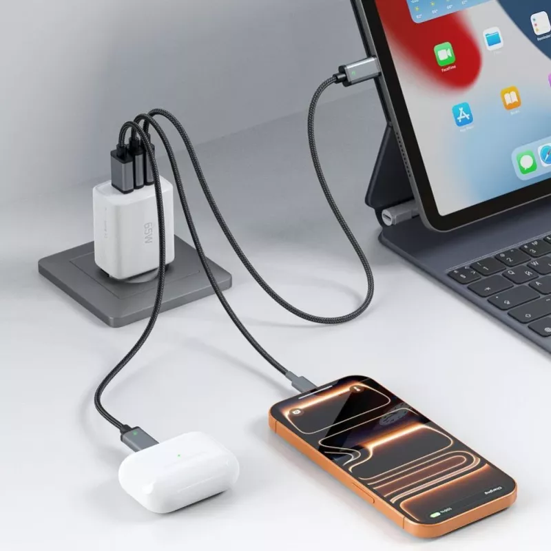 TECH-PROTECT NCA65W-GAN caricabatterie da rete 3 porte PD 65W / QC3.0 bianco