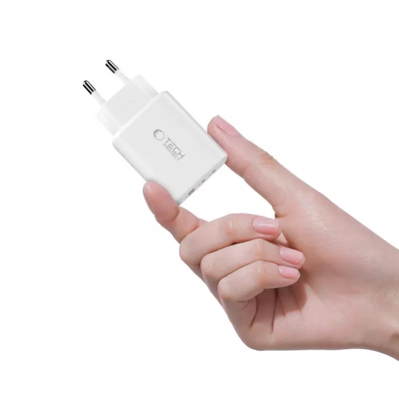 TECH-PROTECT NCA65W-GAN caricabatterie da rete 3 porte PD 65W / QC3.0 bianco
