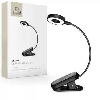TECH-PROTECT LL100 lampada da lettura con clip nero