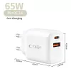 TECH-PROTECT NCA65W-GAN caricabatterie da rete 2 porte PD 65W / QC3.0 bianco