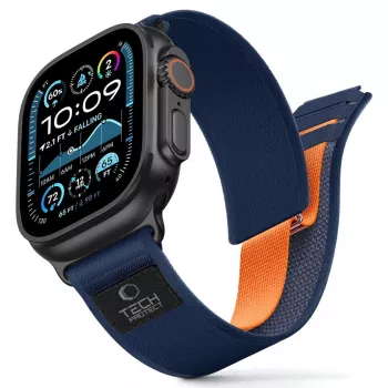 TECH-PROTECT NYLON ELITE APPLE WATCH 8 / 9 / 10 / 11 / SE / ULTRA (44 / 45 / 46 / 49 MM) blu navy/arancione