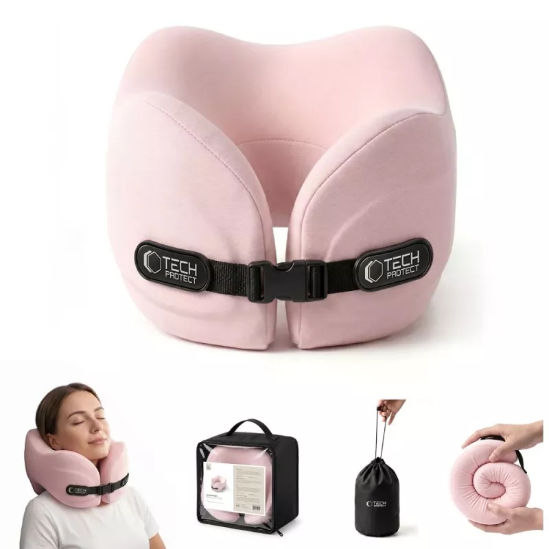 TECH-PROTECT COMFORTREST cuscino da viaggio per il collo rosa