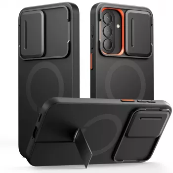 TECH-PROTECT Kevlar Aura custodia MagSafe per Samsung Galaxy A57, nero/arancione