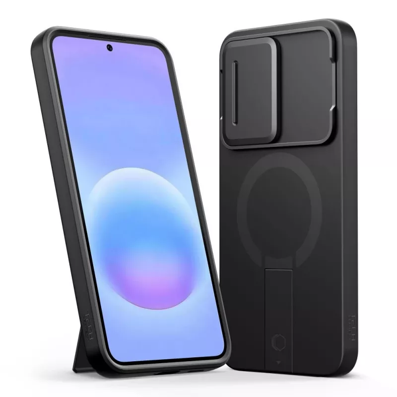 TECH-PROTECT Kevlar Aura custodia MagSafe per Samsung Galaxy A57, nero/arancione
