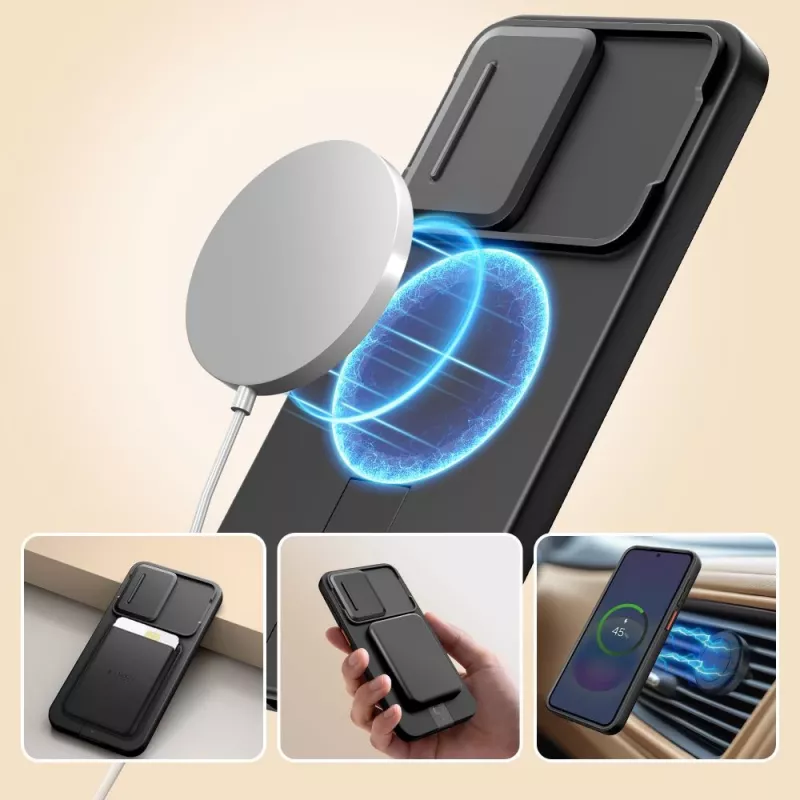 TECH-PROTECT Kevlar Aura custodia MagSafe per Samsung Galaxy A57, nero/arancione