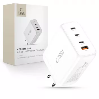 TECH-PROTECT NC200W-GAN caricabatterie da rete 4 porte PD 200W / QC3.0 bianco