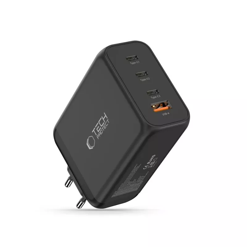 TECH-PROTECT NC240W-GAN caricabatterie da rete 4 porte PD 240W / QC3.0 nero