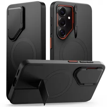 TECH-PROTECT Kevlar Aura Case MagSafe per Samsung Galaxy S26, nero/arancione