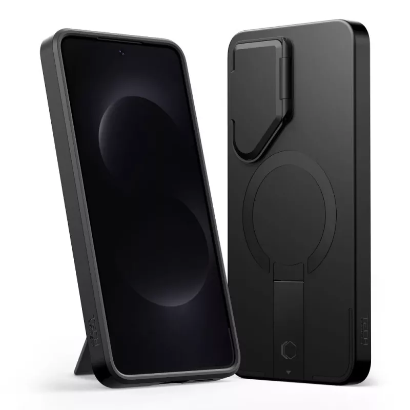 TECH-PROTECT Kevlar Aura Case MagSafe per Samsung Galaxy S26, nero/arancione