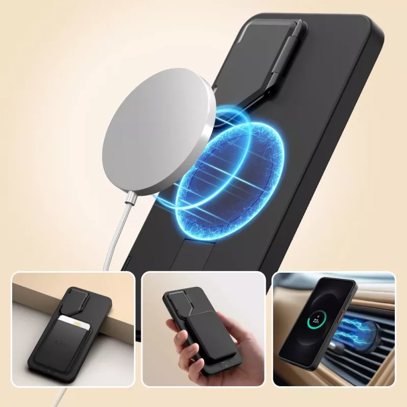 TECH-PROTECT Kevlar Aura Case MagSafe per Samsung Galaxy S26, nero/arancione
