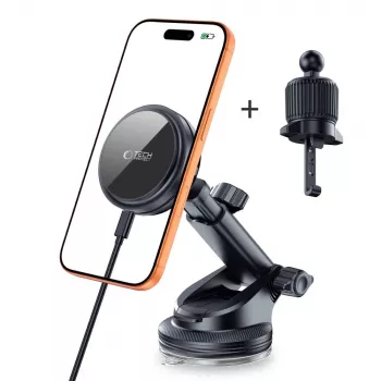 TECH-PROTECT V9 ARCTICBOOST supporto auto magnetico MagSafe per cruscotto e bocchetta d'aria con caricabatterie wireless 25W Qi2.2 nero