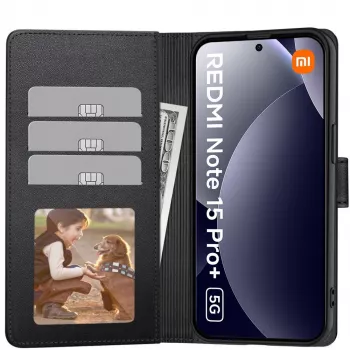 Tech-Protect custodia portafoglio per Xiaomi Poco M8 Pro / Redmi Note 15 Pro+ Plus 5G, nero opaco