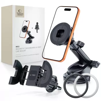 TECH-PROTECT N62 supporto auto 2-in-1 universale e magnetico MagSafe per cruscotto e bocchetta d'aria nero