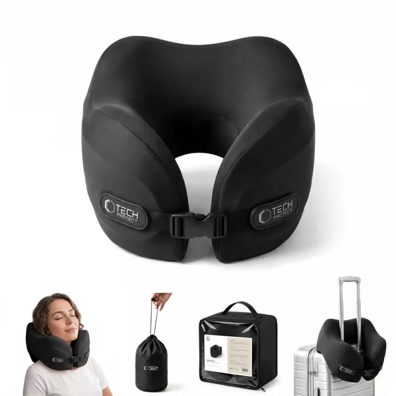 TECH-PROTECT COMFORTREST cuscino da viaggio per il collo nero