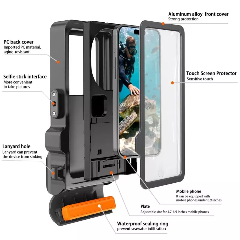 TECH-PROTECT IPX8 PRO custodia subacquea universale grigio/nero