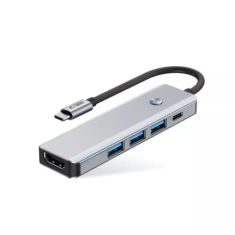 TECH-PROTECT HB01 adattatore HUB 5in1 Type-C + USB3.0 + HDMI 4K 60HZ + PD100W grigio siderale