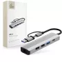 TECH-PROTECT HB03 adattatore hub 5in1 Type-C + USB 2.0 + USB 3.0 + RJ45 grigio siderale