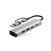 TECH-PROTECT HB03 adattatore hub 5in1 Type-C + USB 2.0 + USB 3.0 + RJ45 grigio siderale