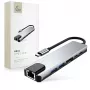 TECH-PROTECT HB02 adattatore HUB 6-in-1 USB-C + USB 2.0 + USB 3.0 + HDMI 4K 30Hz + RJ45 + PD 100W grigio siderale