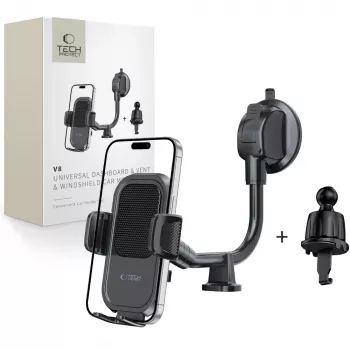 TECH-PROTECT V8 supporto auto universale con braccio lungo per cruscotto e parabrezza nero