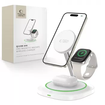 Tech-Protect QI15W-A46 stazione di ricarica wireless MagSafe 3IN1 bianca