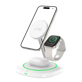 Tech-Protect QI15W-A46 stazione di ricarica wireless MagSafe 3IN1 bianca