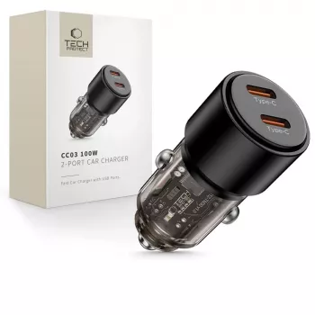 TECH-PROTECT CC03 caricabatterie auto 2 porte PD 100W nero