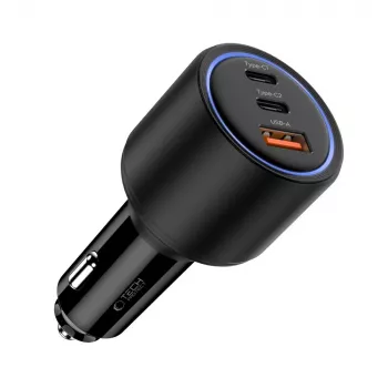 TECH-PROTECT CC04 caricabatterie auto 3 porte PD 130W nero