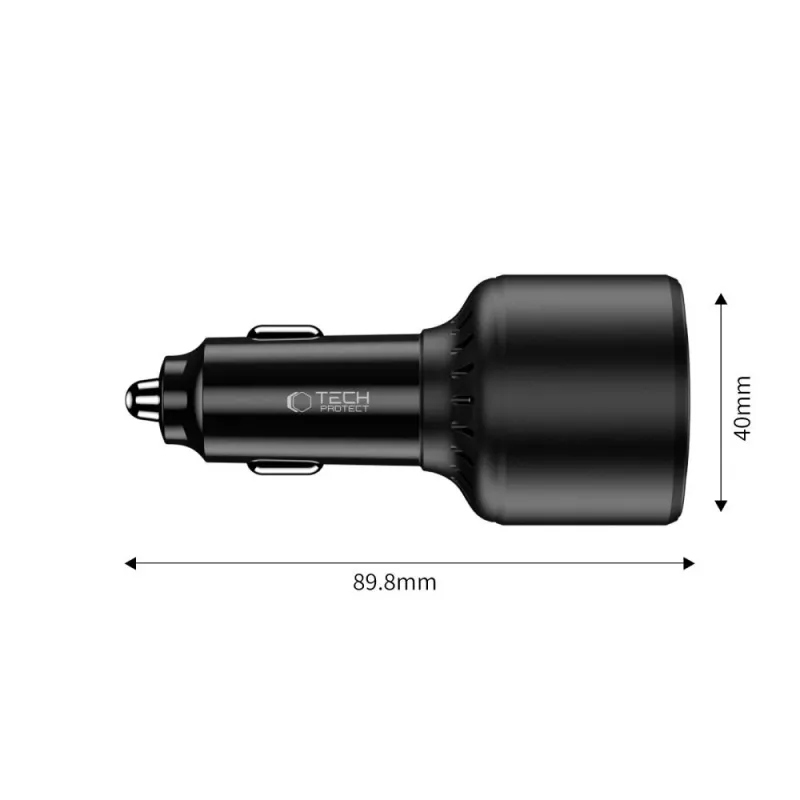 TECH-PROTECT CC04 caricabatterie auto 3 porte PD 175W nero