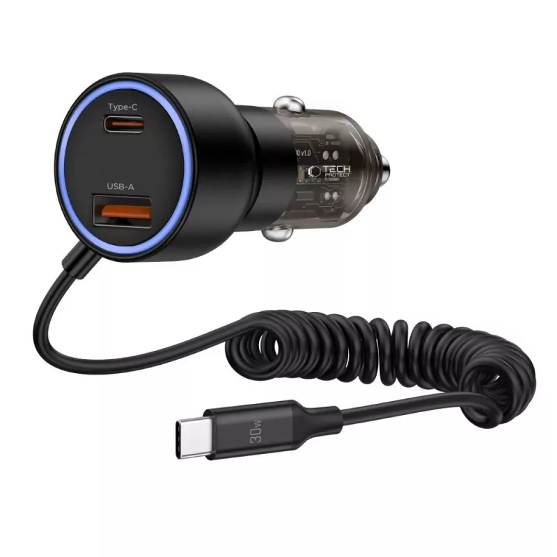 TECH-PROTECT CC05 caricabatterie auto 2 porte PD 60W + cavo nero