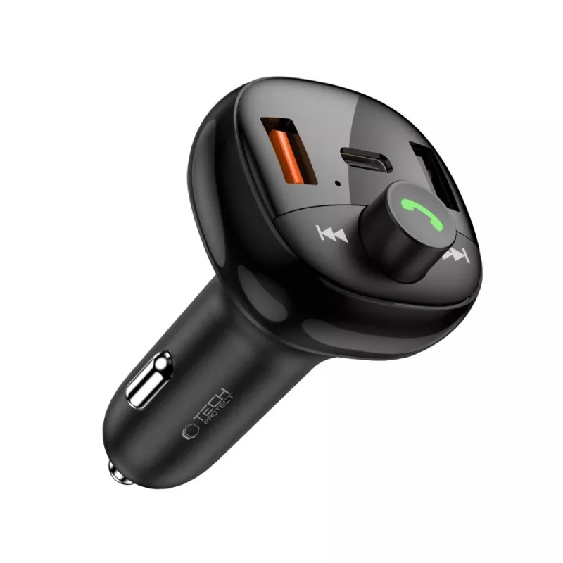 TECH-PROTECT CC06 caricabatterie auto 3 porte PD 72W + trasmettitore FM Bluetooth nero